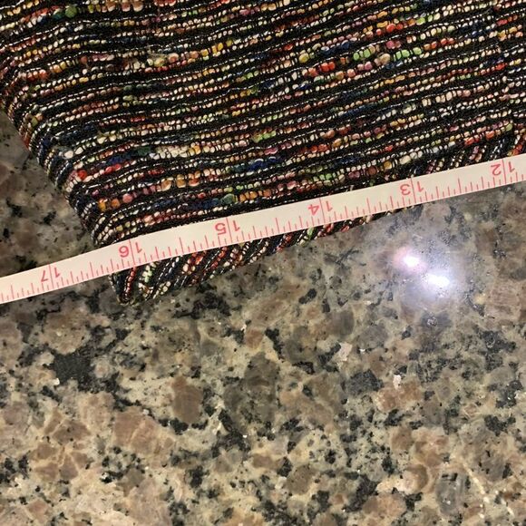 Tahari pencil skirt.  Size: 12.  Small slit on back. Metallic thread throughout. - Picture 5 of 8